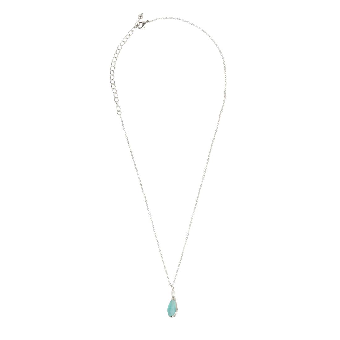 Aqua Pearl Silver Pendant Necklace