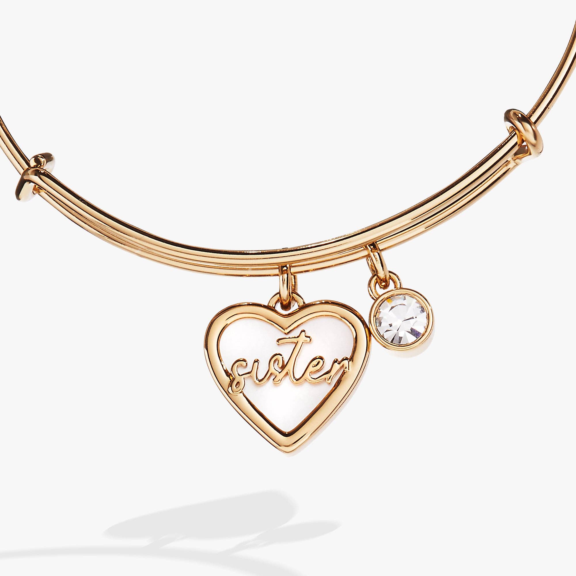 Sister Mother of Pearl Bangle: Silver