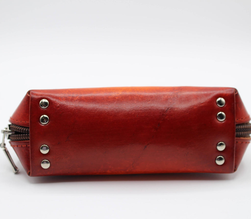 Leather eyeglasses sunglasses cosmetic case hibiscus flower