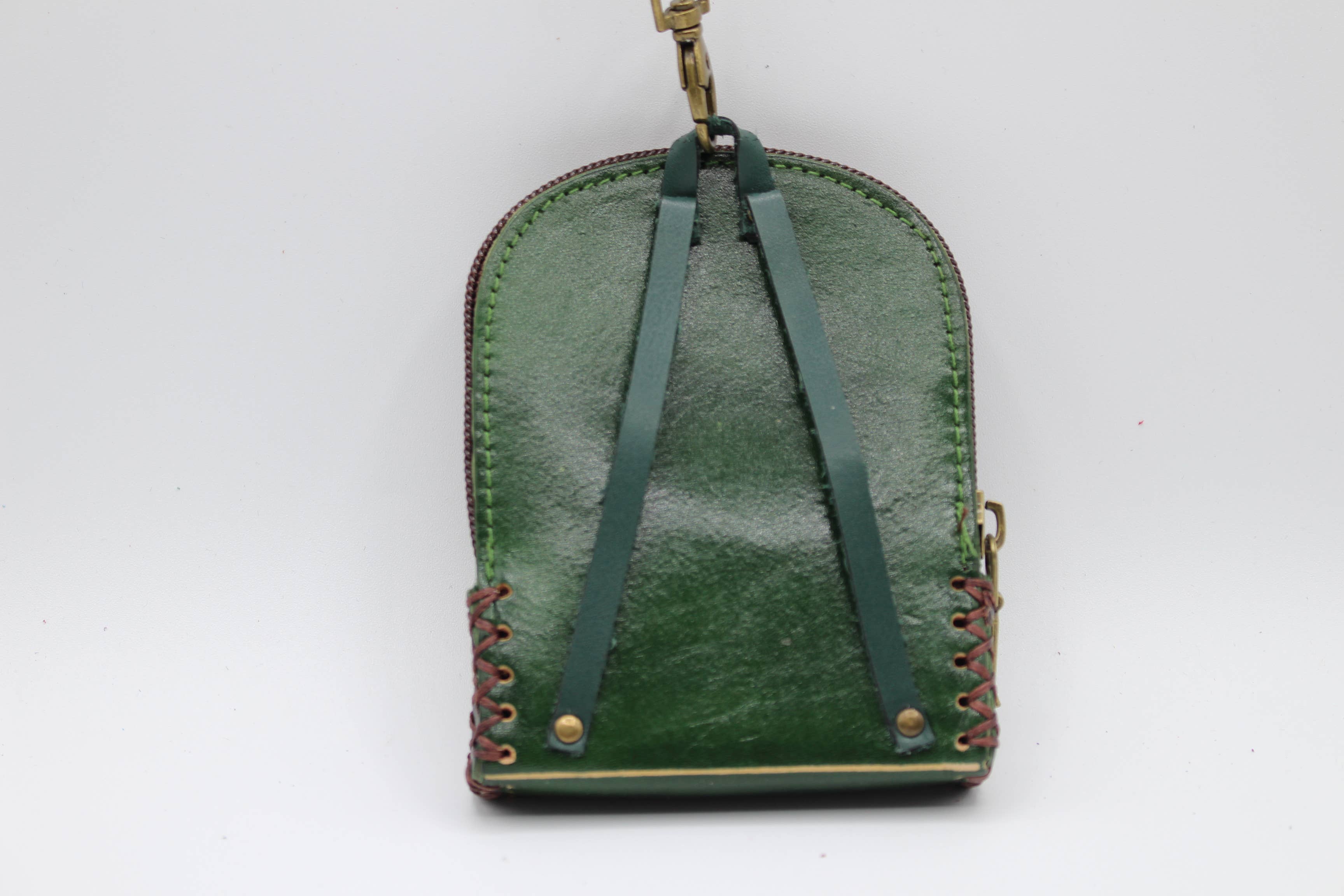 AE003 handmade leather bat coin purse wallet mini backpack