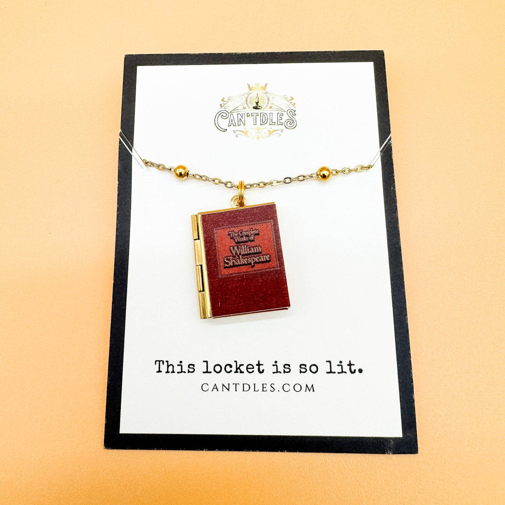 Shakespeare Book Necklace - Bookish Merch Reader Gift: Gold