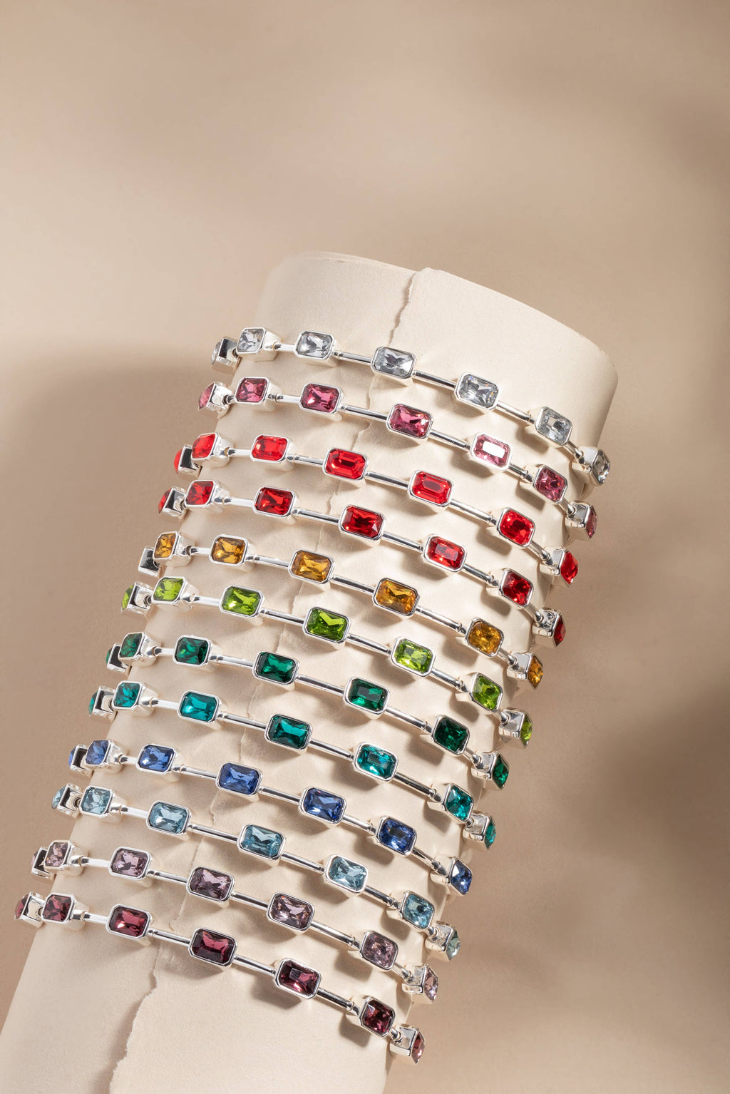 December Birthstone Emerald Cut Bangle: Silver