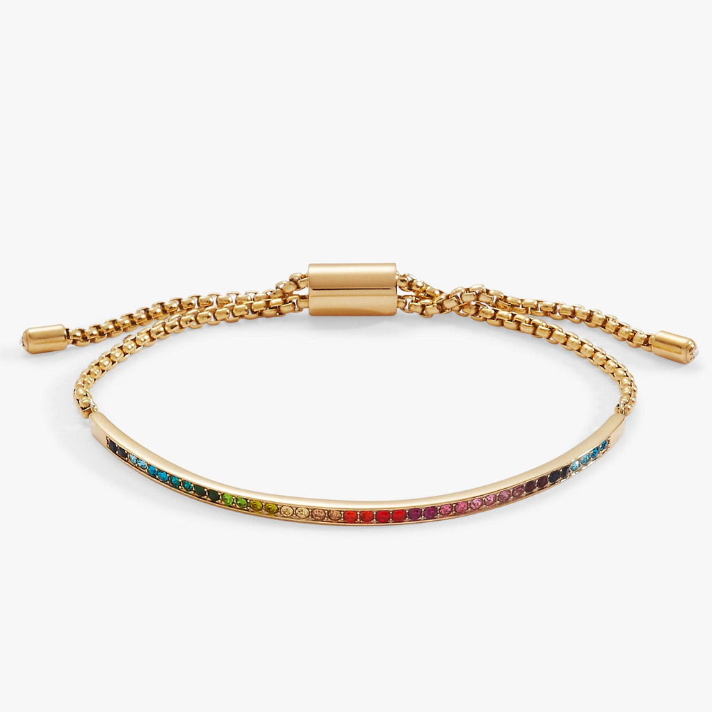 Rainbow Ombre Pave Bolo: Stainless Steel Gold