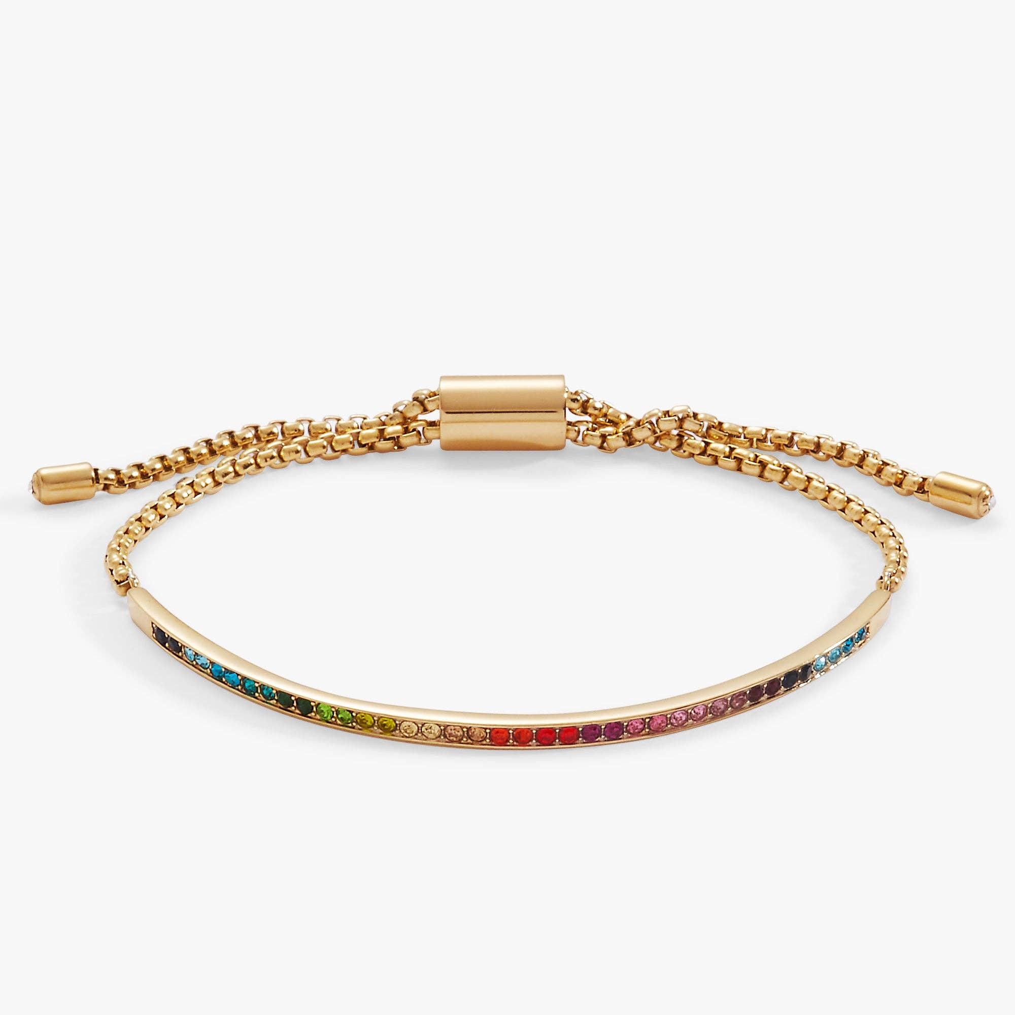 Rainbow Ombre Pave Bolo: Stainless Steel Gold