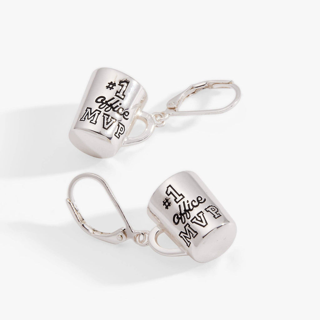 #1 'Office MVP' Mug Earrings: Silver