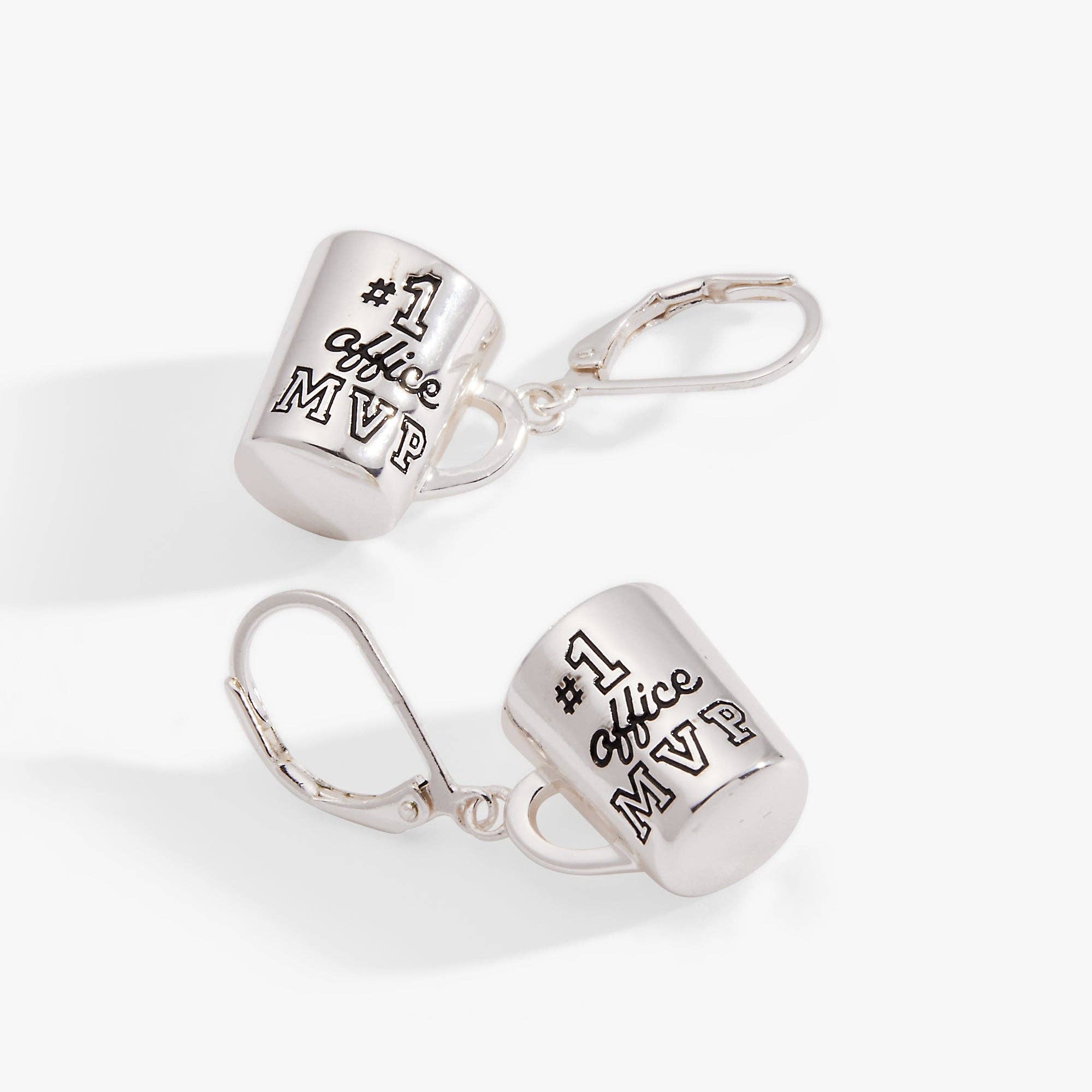 #1 'Office MVP' Mug Earrings: Silver
