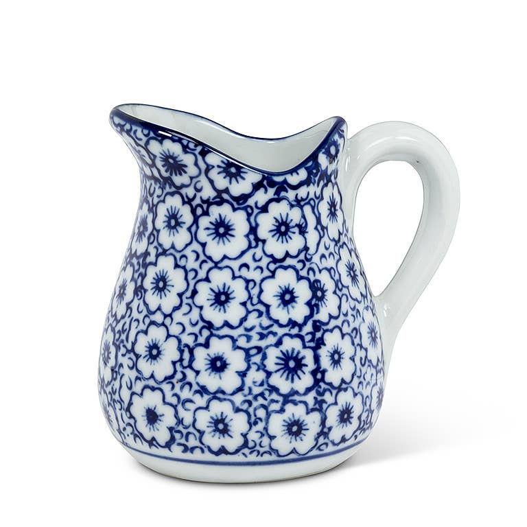 Blu/Wht Handled Jug-6Asst-3.5"H(4oz-1484