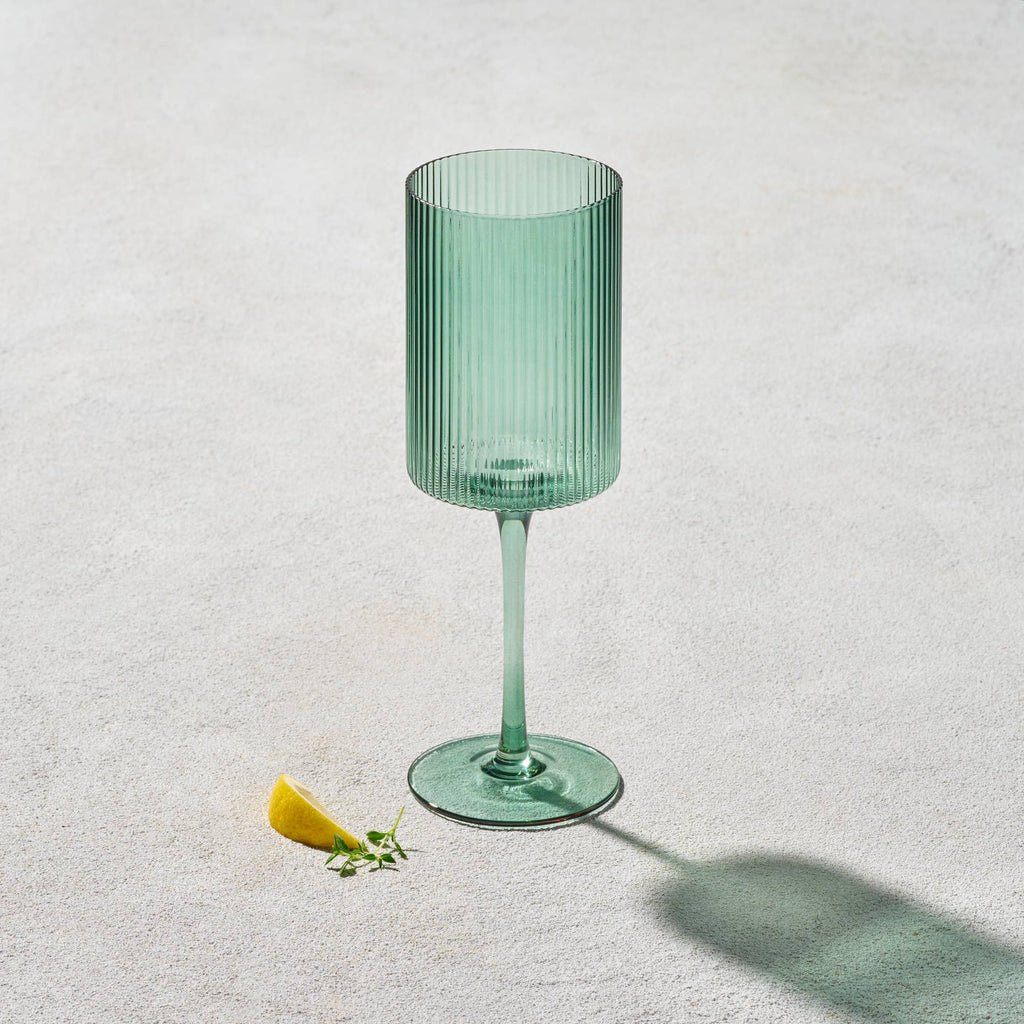 Vikko Decor - Malibu, Ribbed Glass, Green, MULTIPLE SHAPES: 10 OZ Rocks Glass