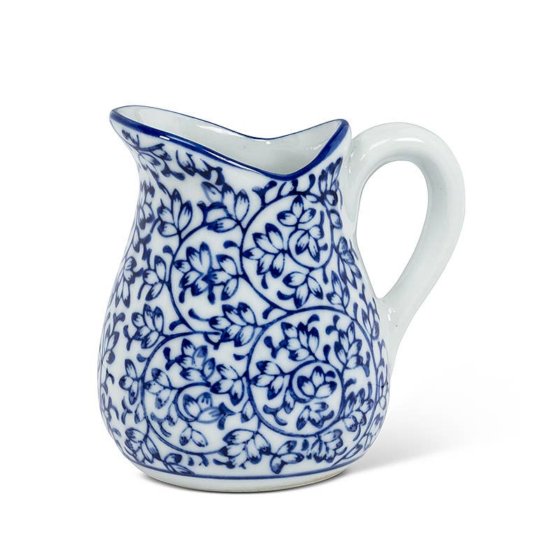 Blu/Wht Handled Jug-6Asst-3.5"H(4oz-1484
