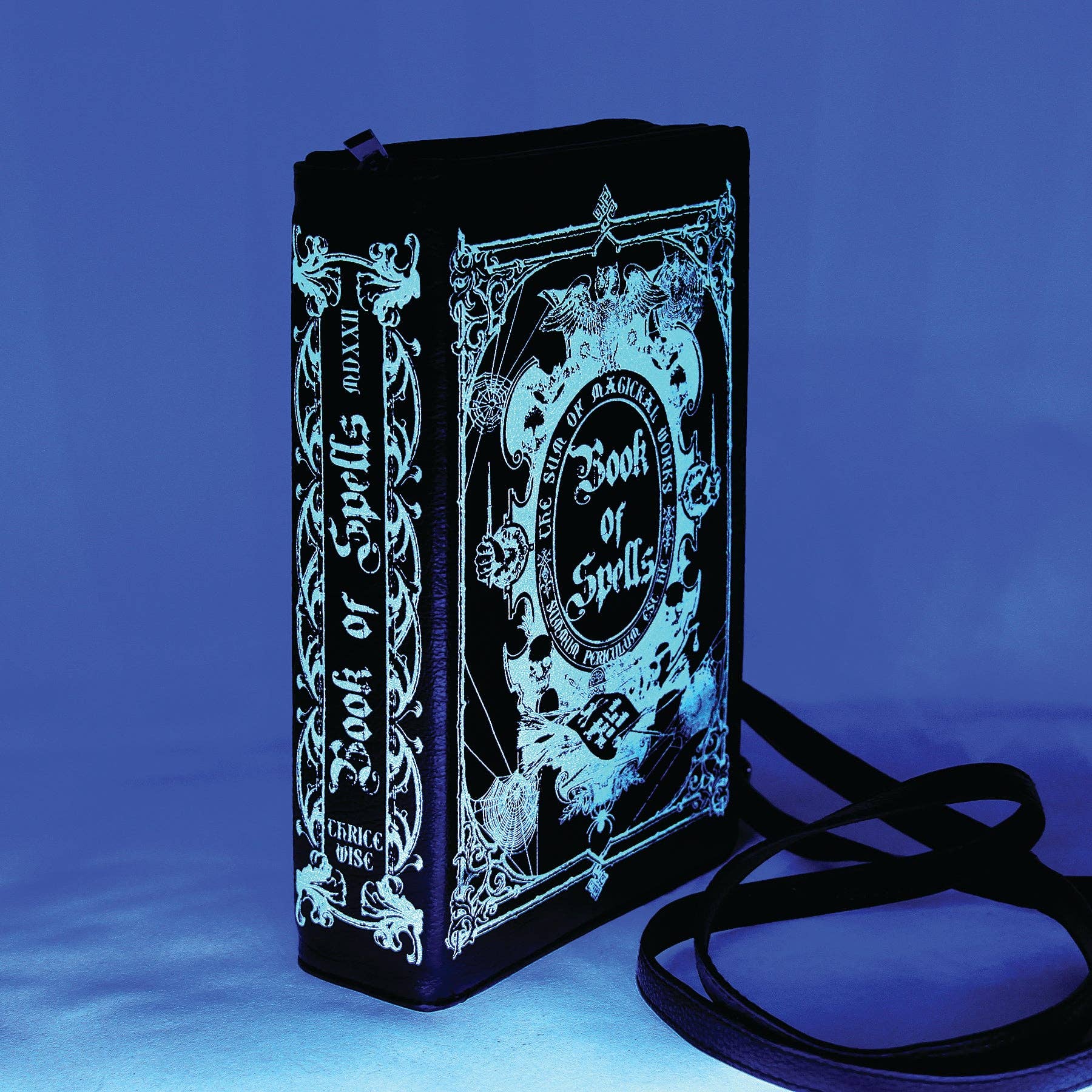 Glow in the Dark Book of Spells Crossbody Bag in Vinyl Material