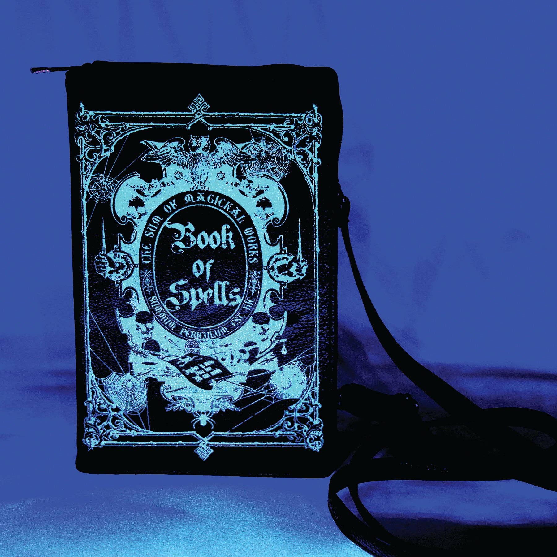 Glow in the Dark Book of Spells Crossbody Bag in Vinyl Material