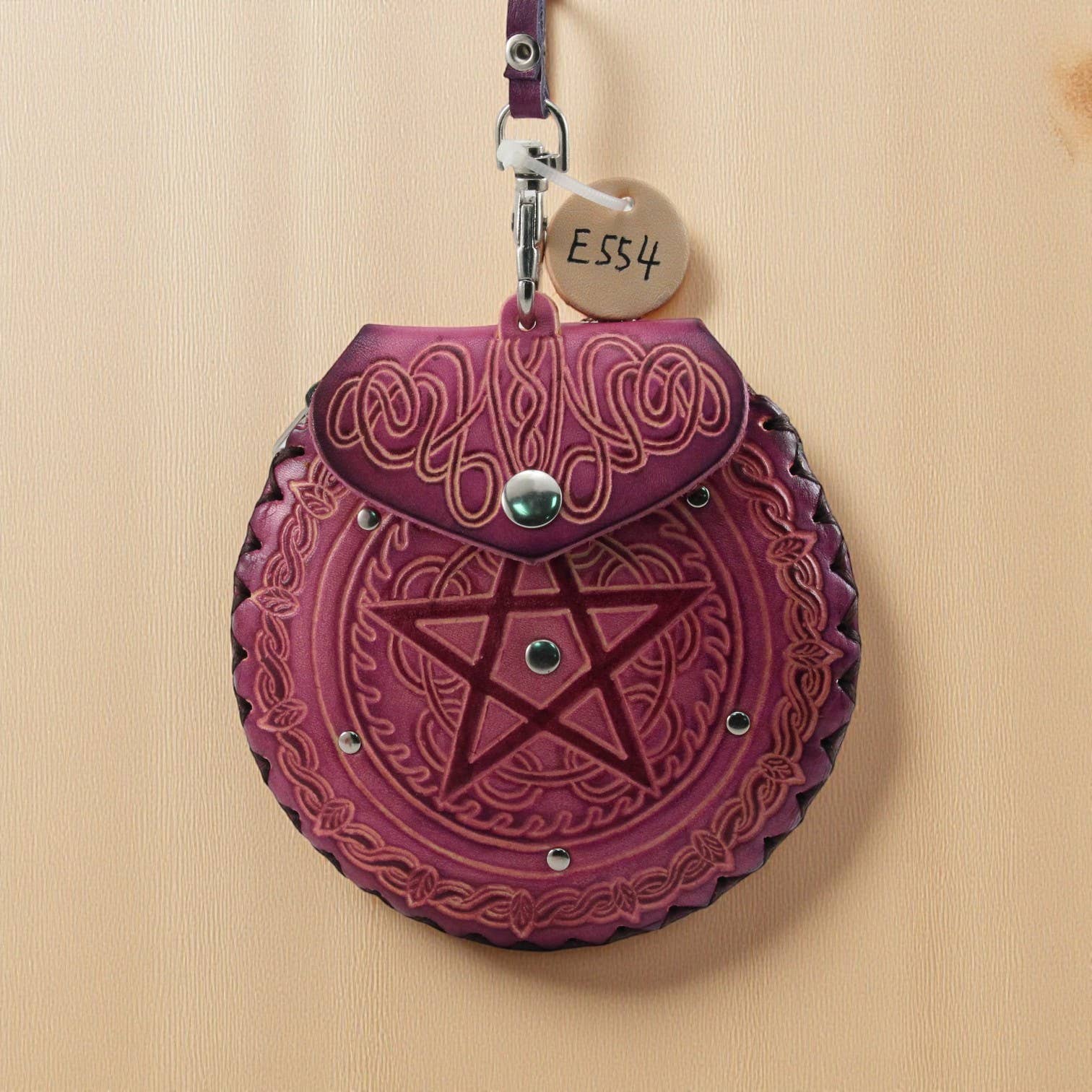 Handmade Leather Pentagram Wristlet E554