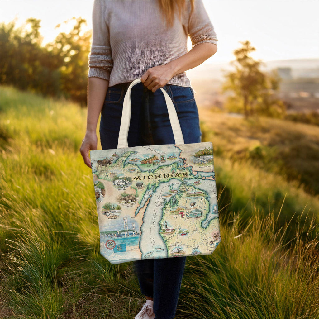 Michigan State Map Canvas Tote Bag – Eco-Friendly & Durable