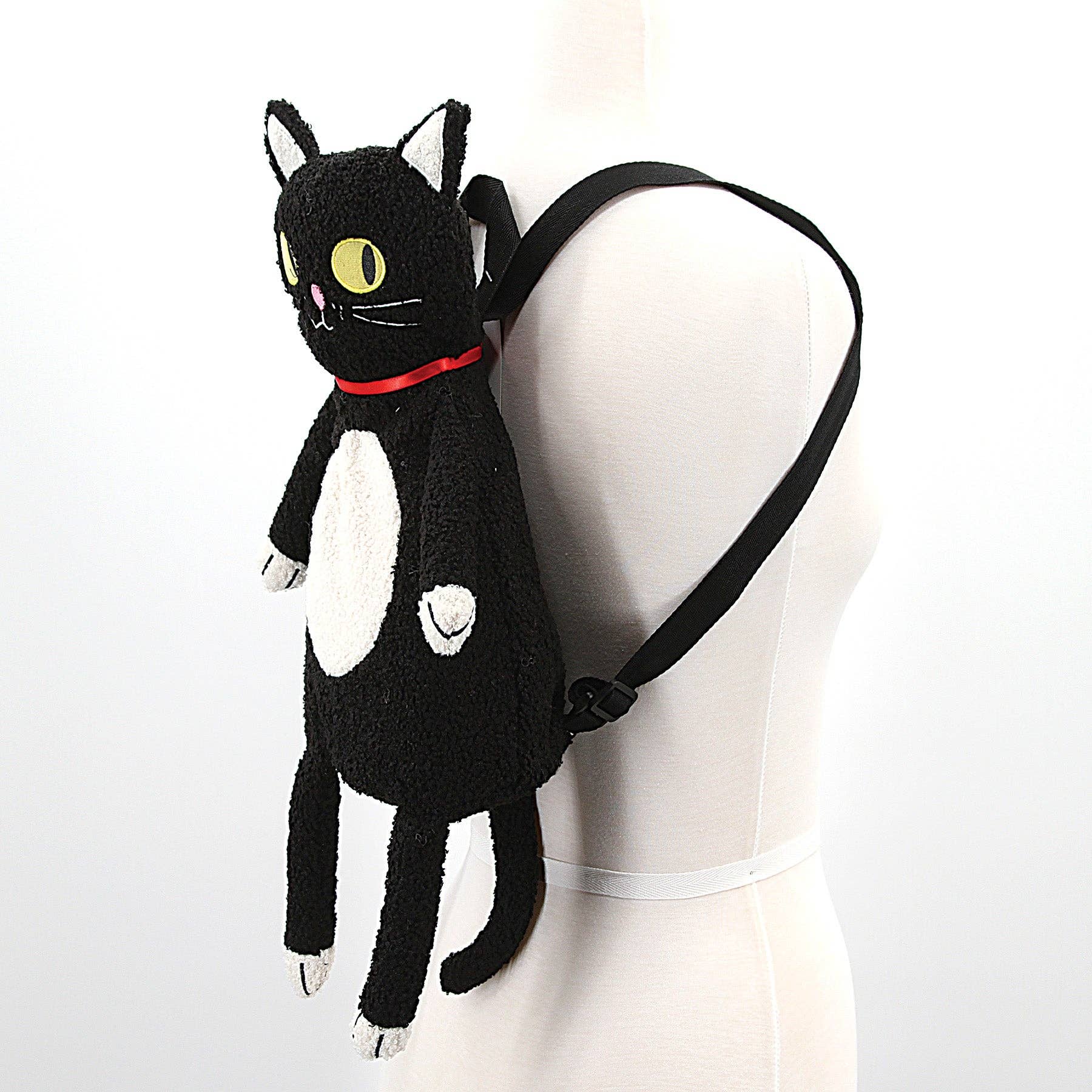 FURRY BLACK CAT BACKPACK