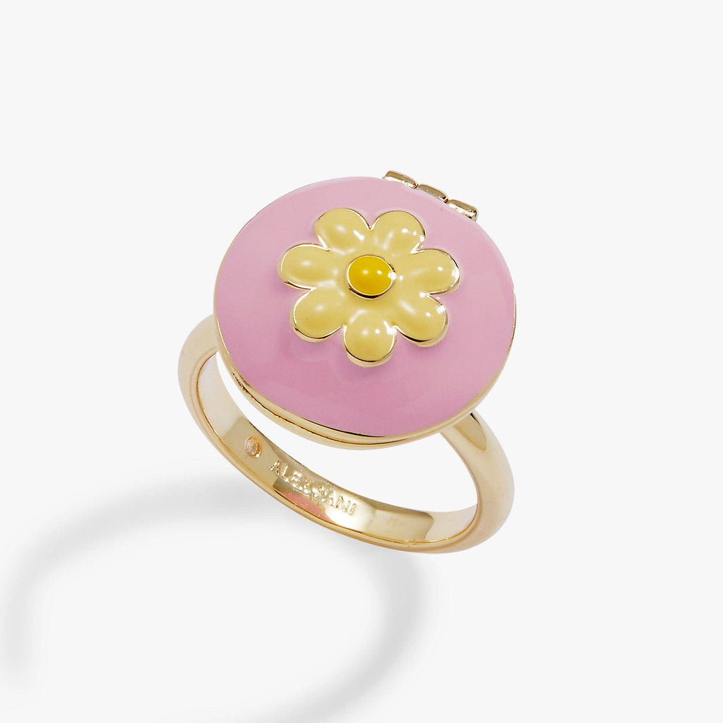 60s Hair Dryer & Curler Locket Ring: Gold