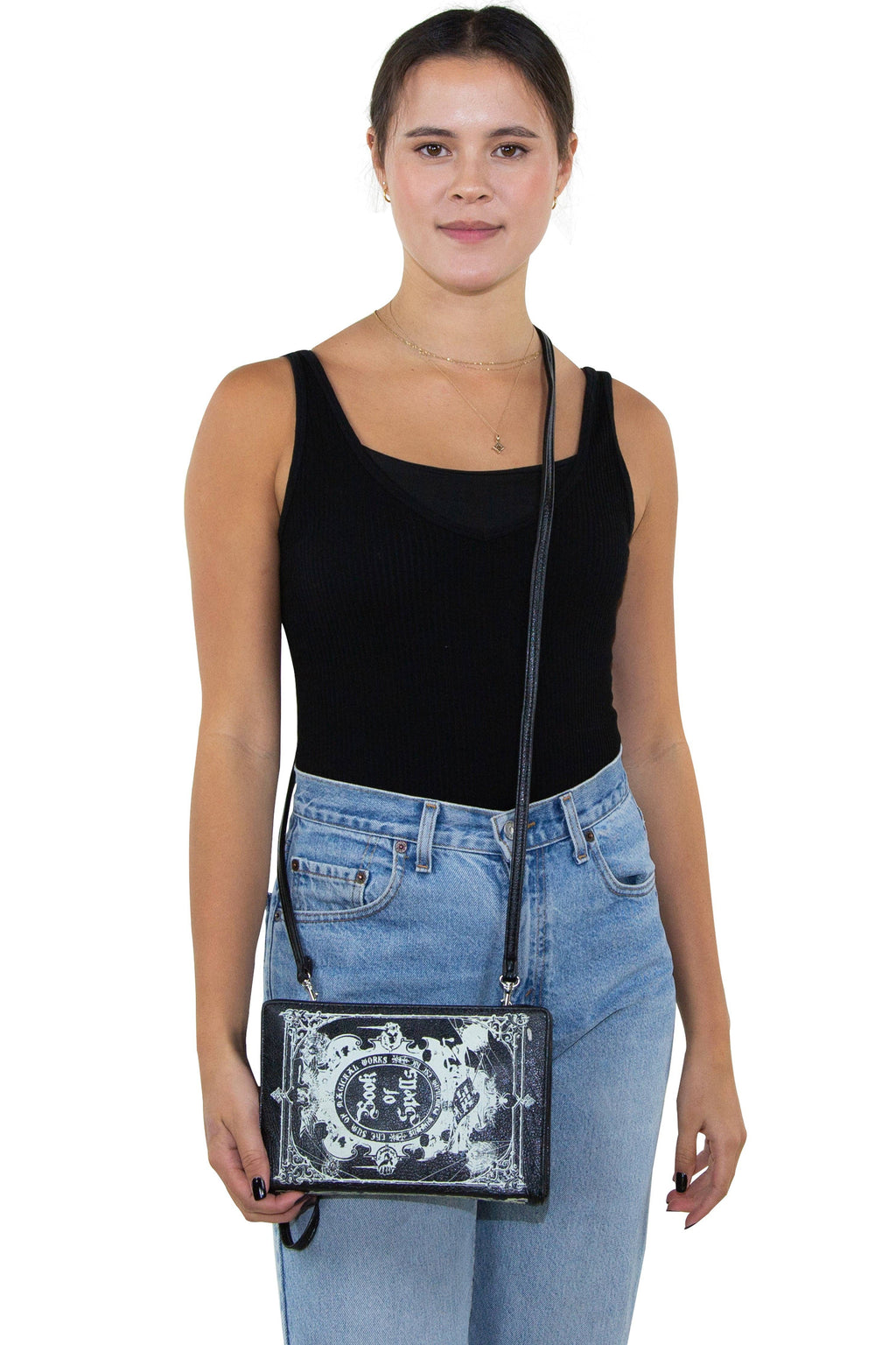 Glow in the Dark Book of Spells Crossbody Bag in Vinyl Material