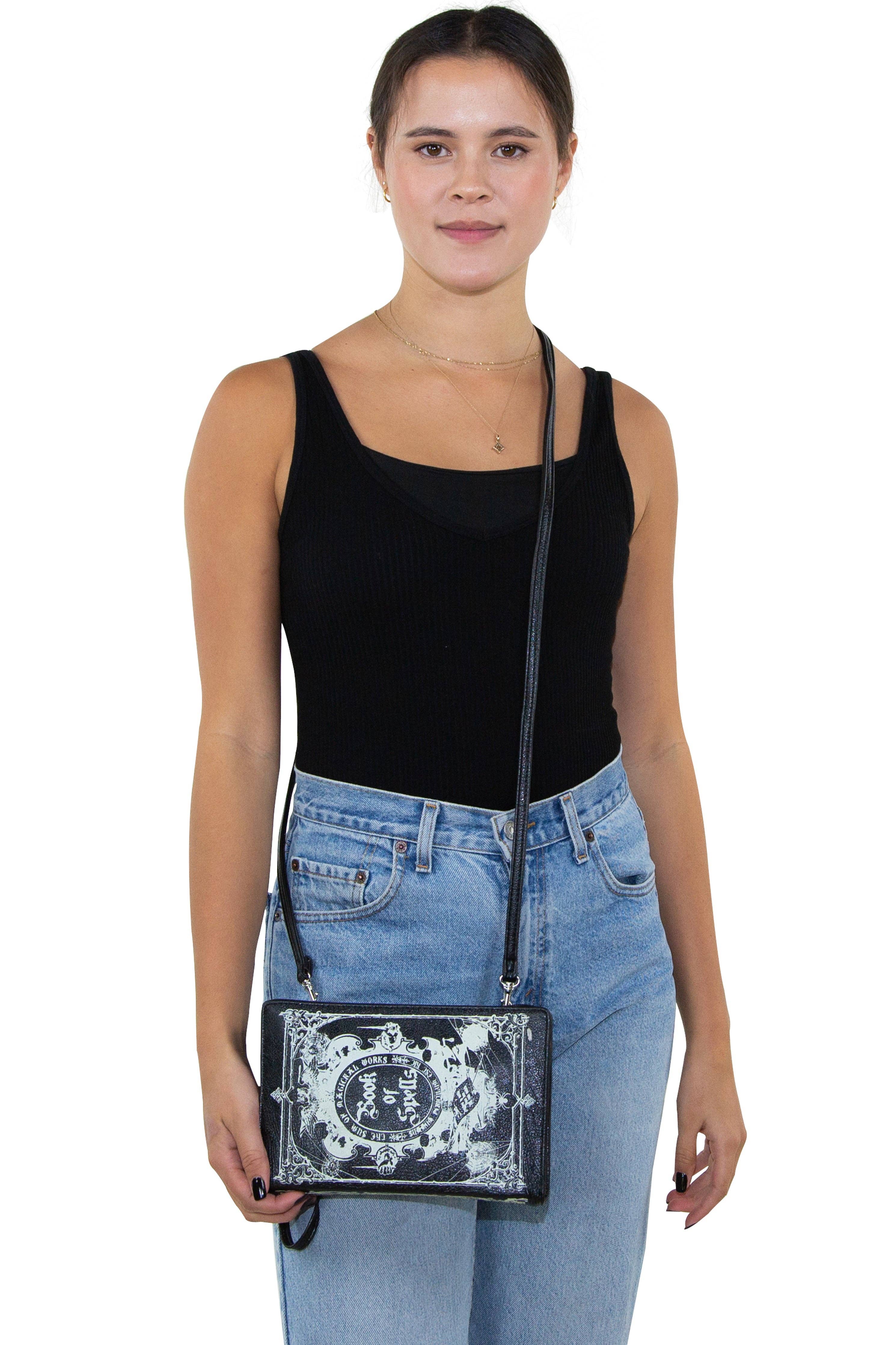 Glow in the Dark Book of Spells Crossbody Bag in Vinyl Material