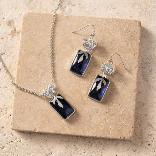 Chandra Glass Stone & Leaf Necklace