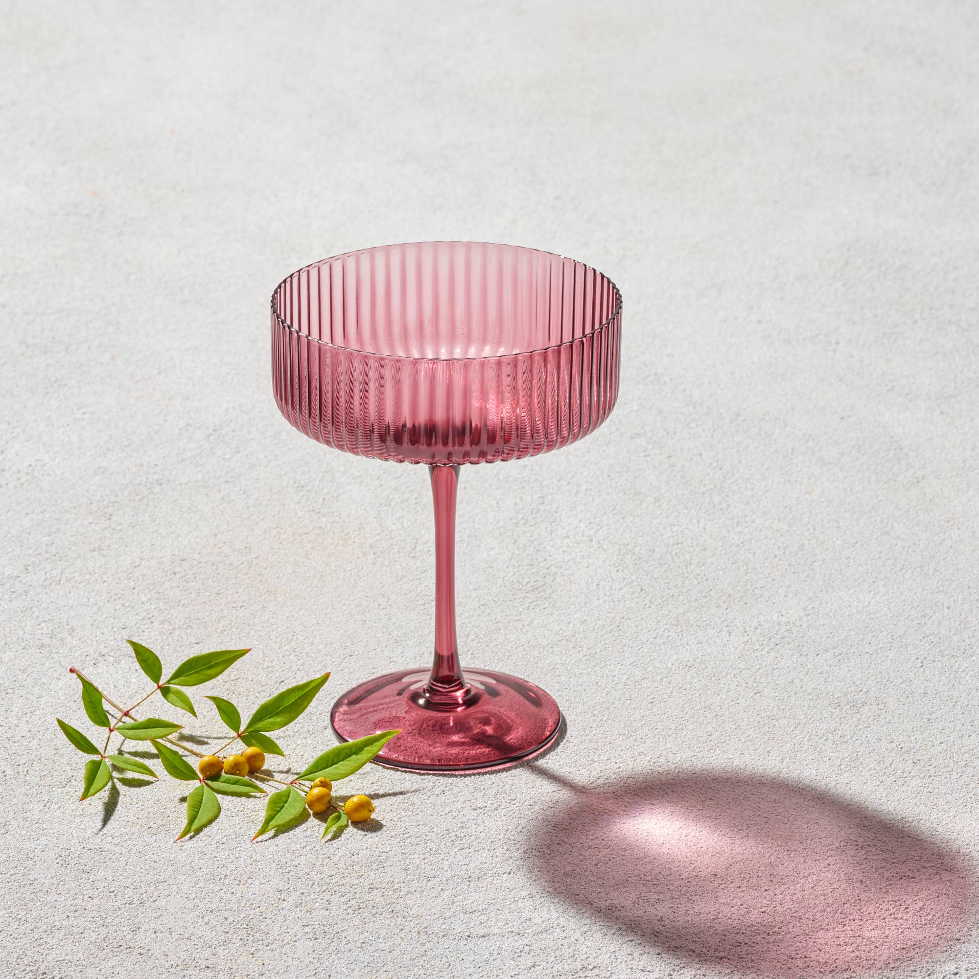 Vikko Decor - Malibu, Ribbed Glass, Plum, MULTIPLE SHAPES: 7 OZ Champagne