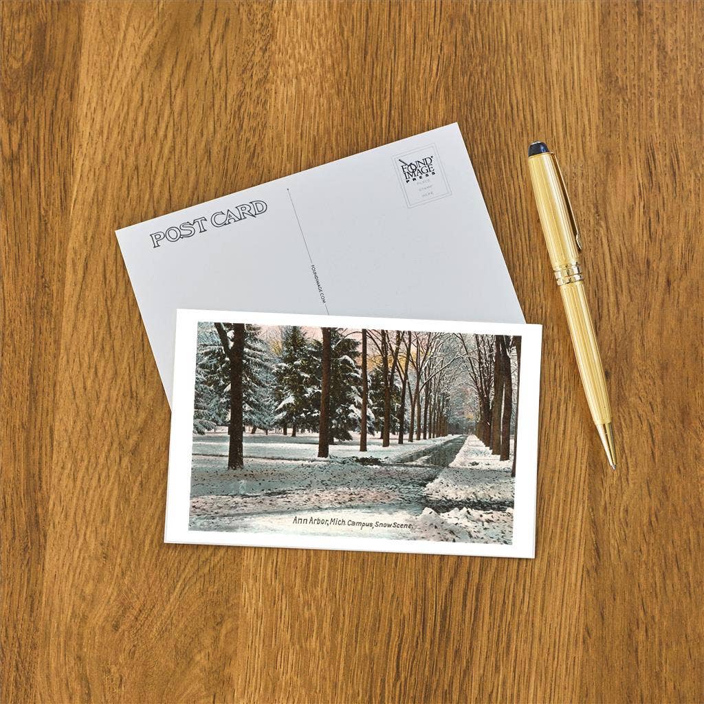 Postcard MI-411 University in Winter, Ann Arbor