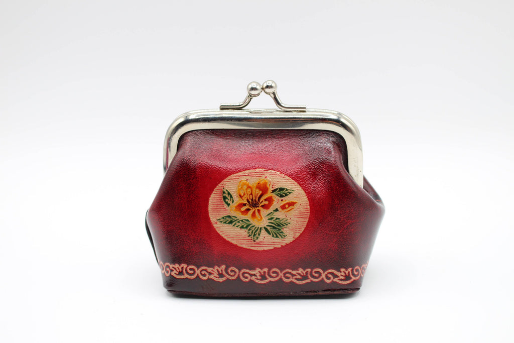 Handmade Leather metal clip clasped Coin Purse - K0004