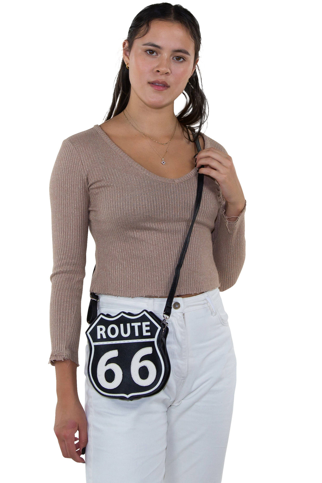 Route 66 Cross Body Bag in Vinyl Material