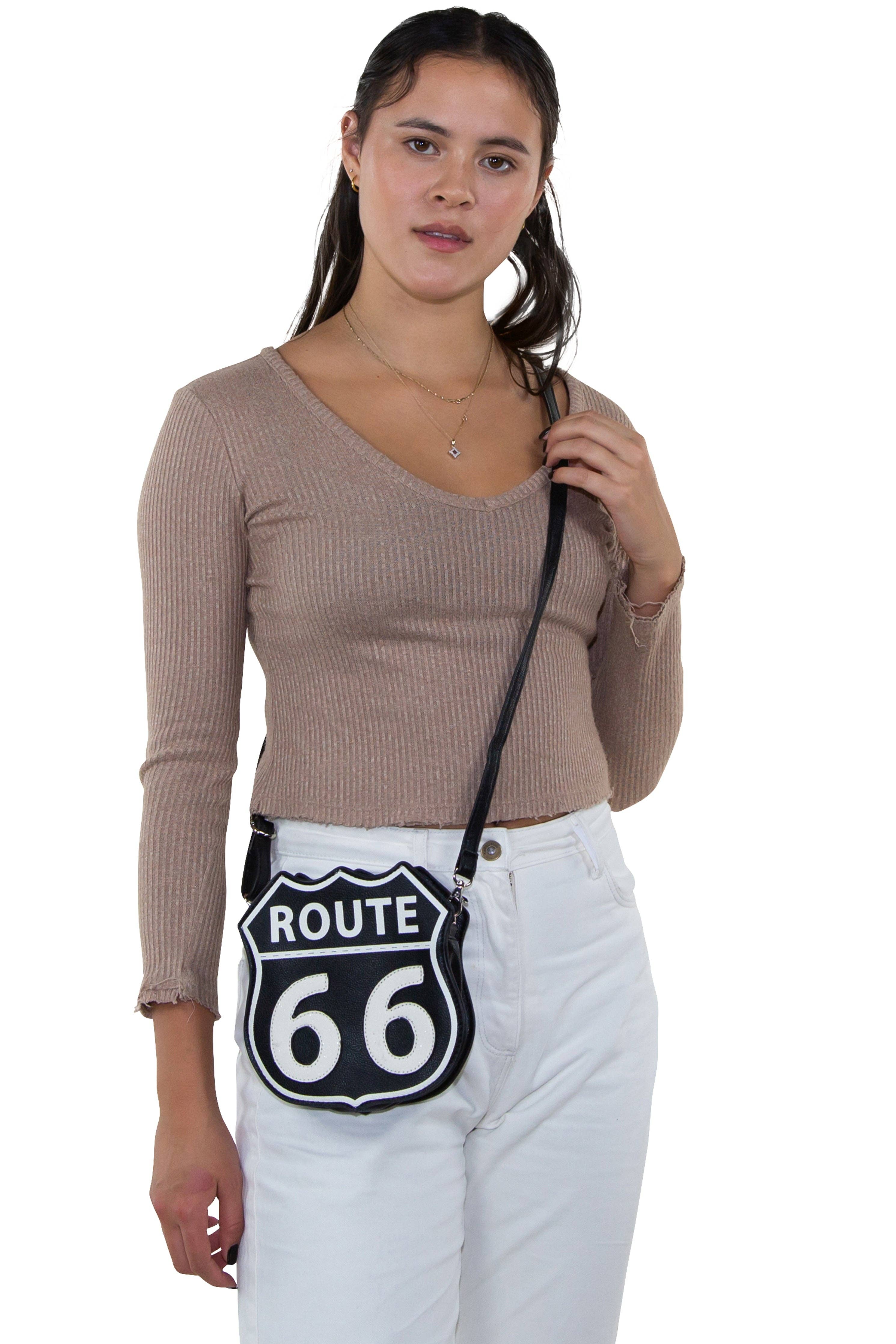 Route 66 Cross Body Bag in Vinyl Material