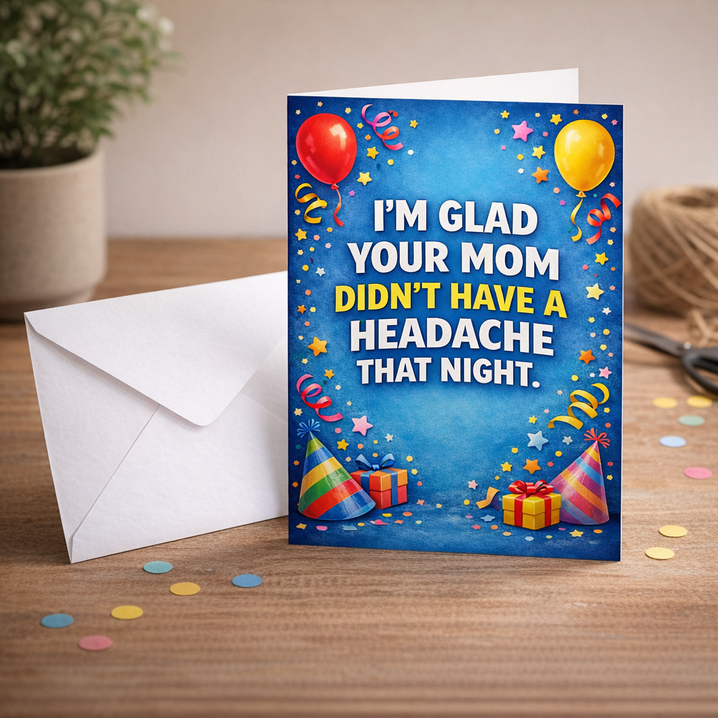 I'm Glad Your Mom Didn't Have a Headache Birthday Card: Card and Envelope Only