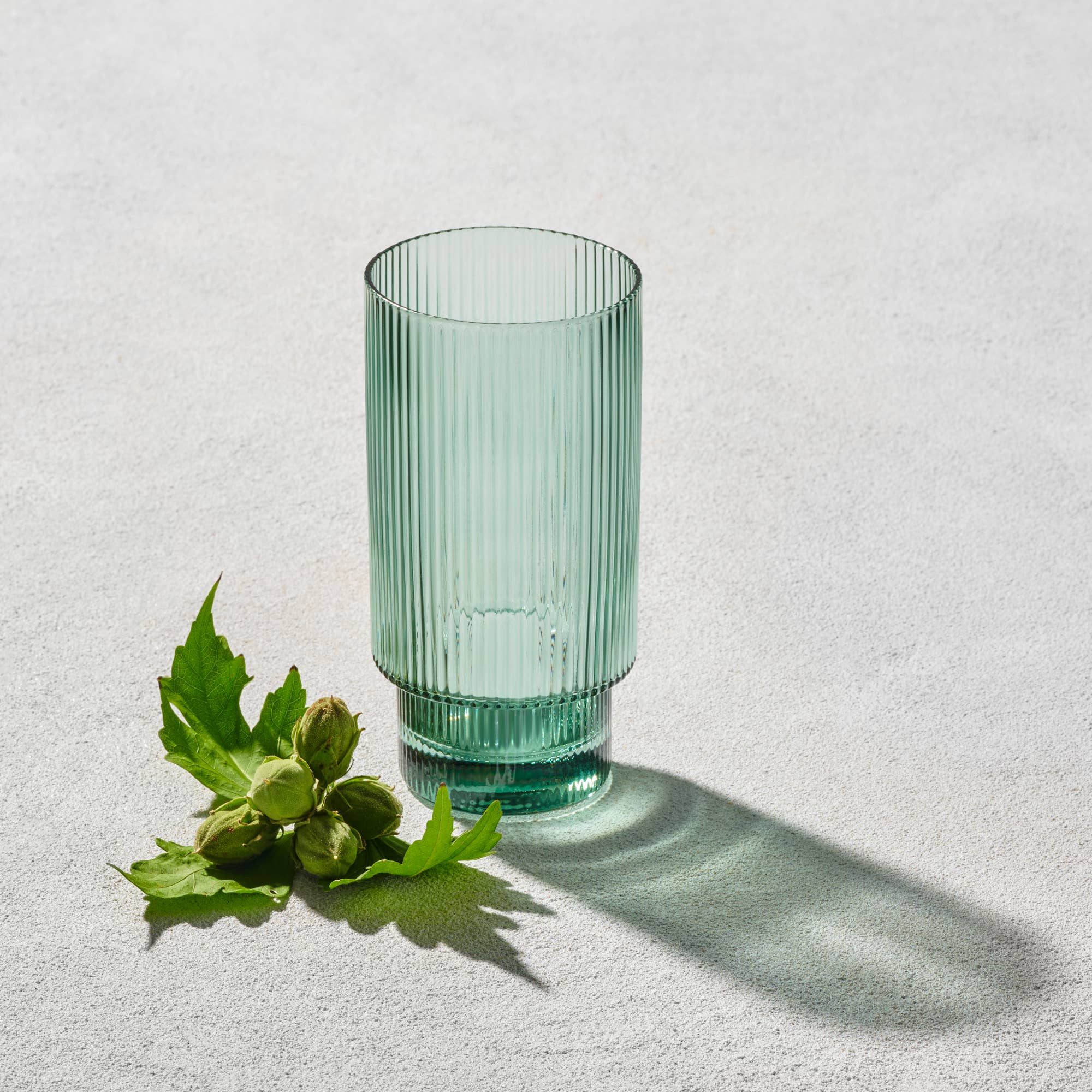 Vikko Decor - Malibu, Ribbed Glass, Green, MULTIPLE SHAPES: 10 OZ Rocks Glass