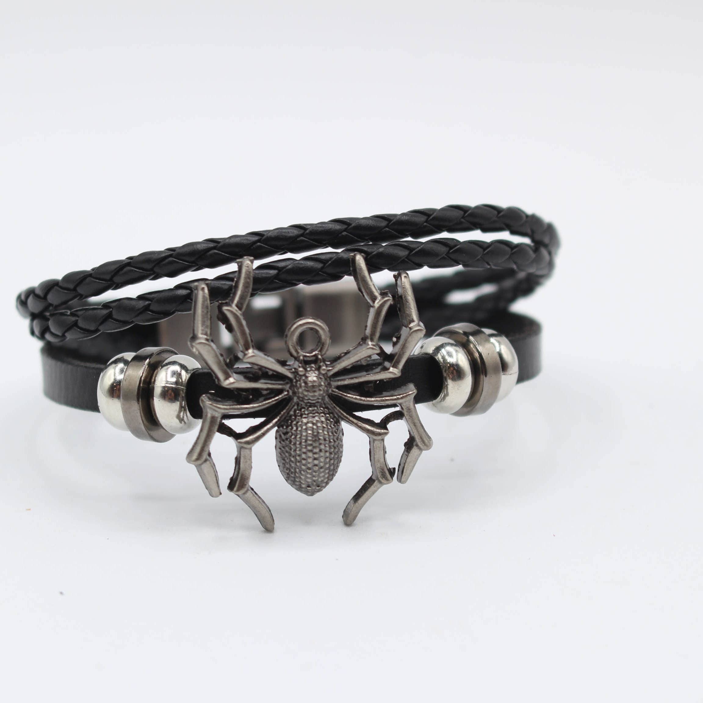 Leather spider bracelet Halloween
