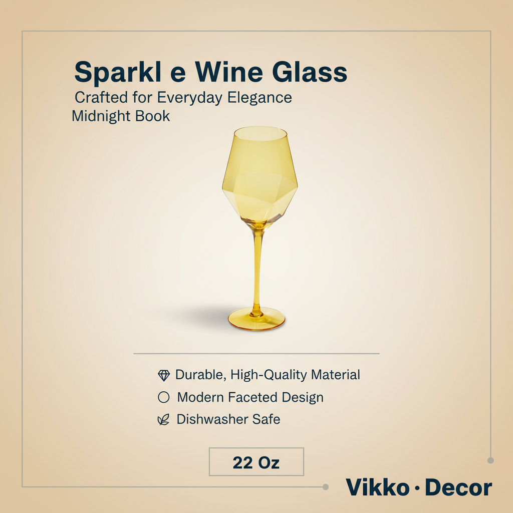 Vikko Decor - Sparkle, Yellow, Wine Glass, 22 Oz