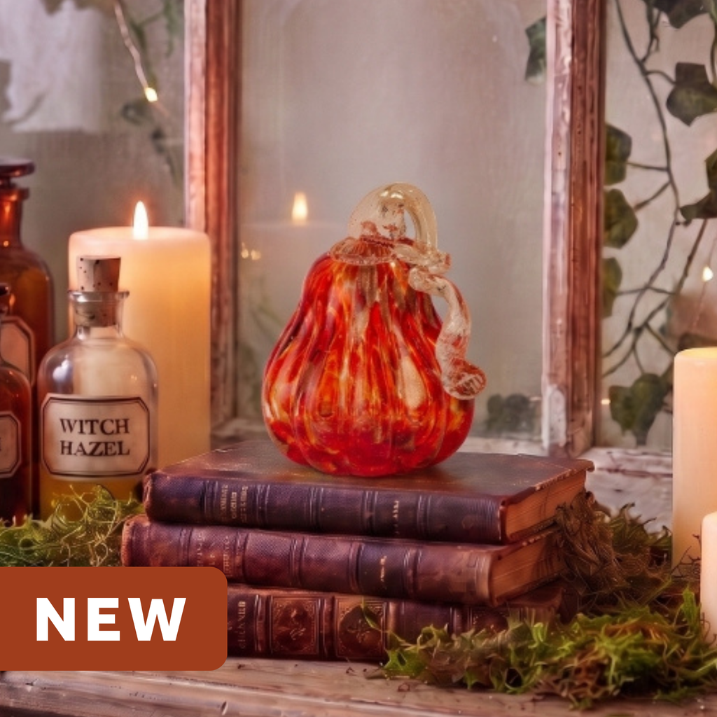 Dark Orange & Gold Glass Gourd - 4"