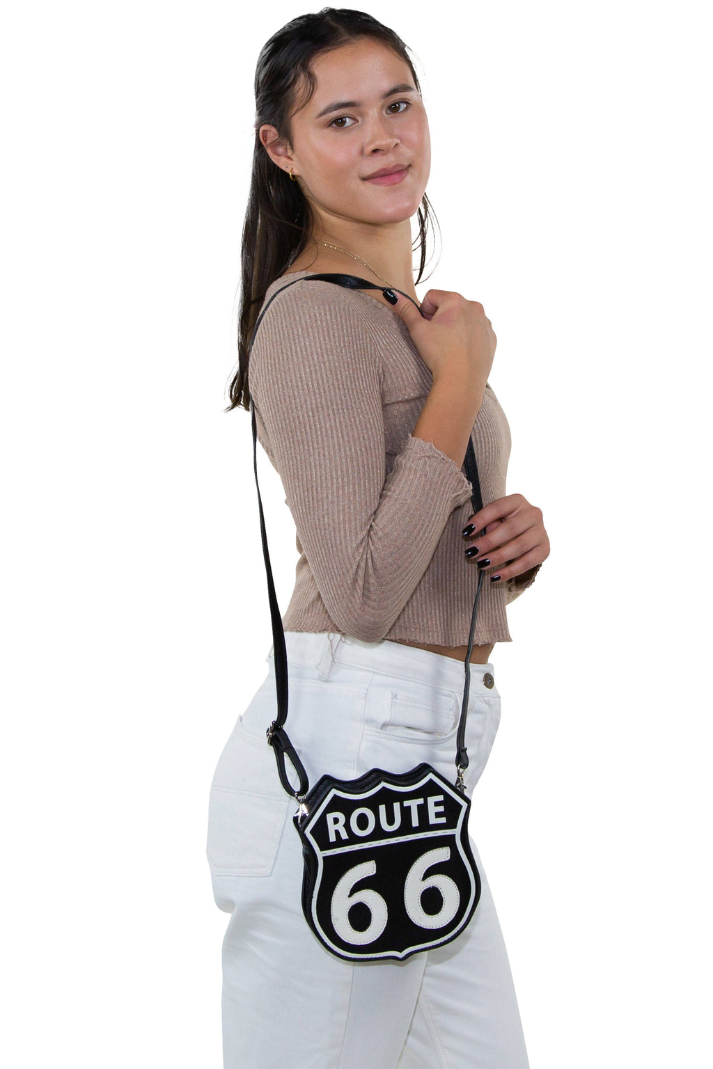 Route 66 Cross Body Bag in Vinyl Material