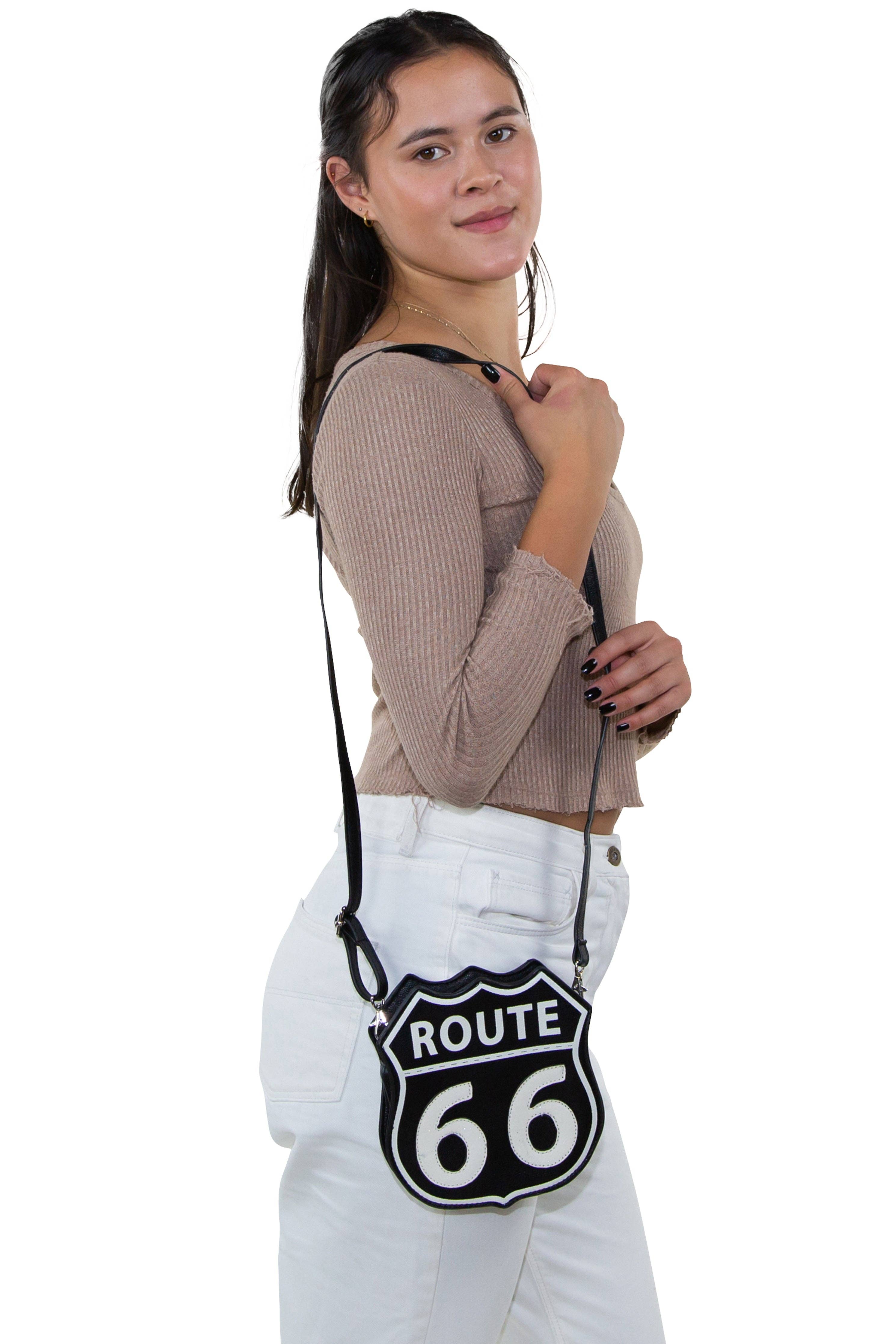 Route 66 Cross Body Bag in Vinyl Material
