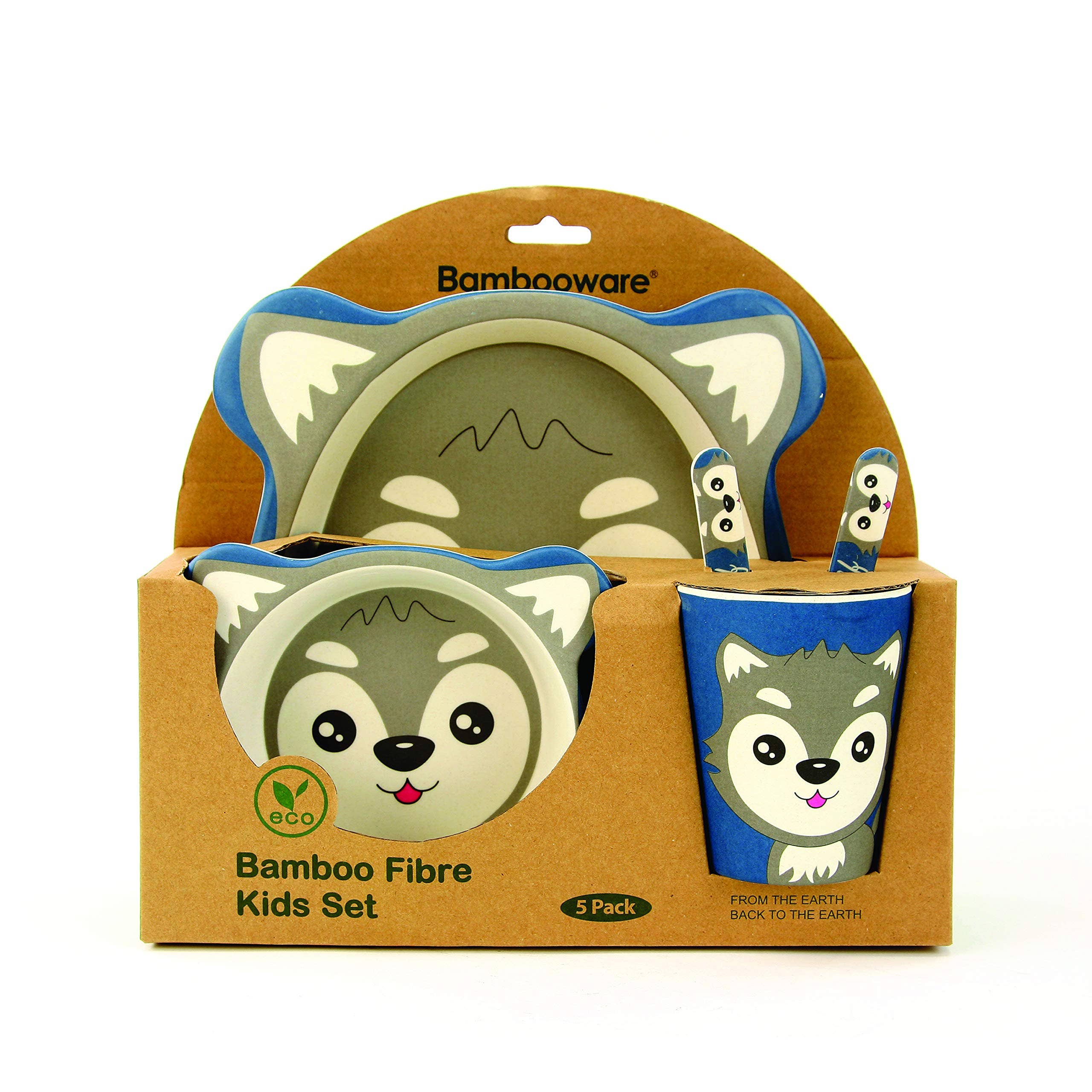 Eco Bamboo Fibre 5-pc. Wolf Kid's Dinnerware Set