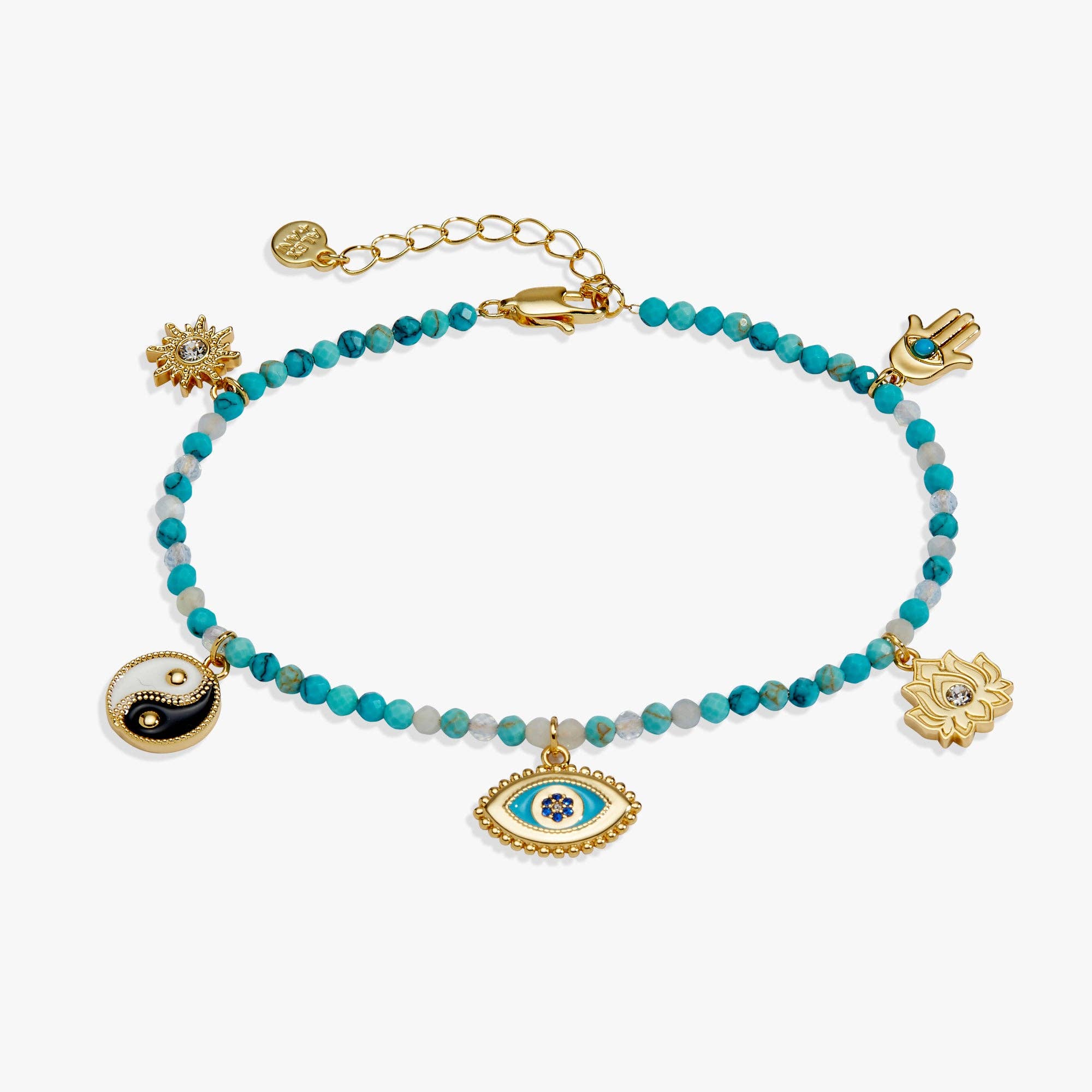 Healing Stone Charm Anklet: Gold