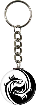 Keychain - Yin Yang Dragon - Black And White