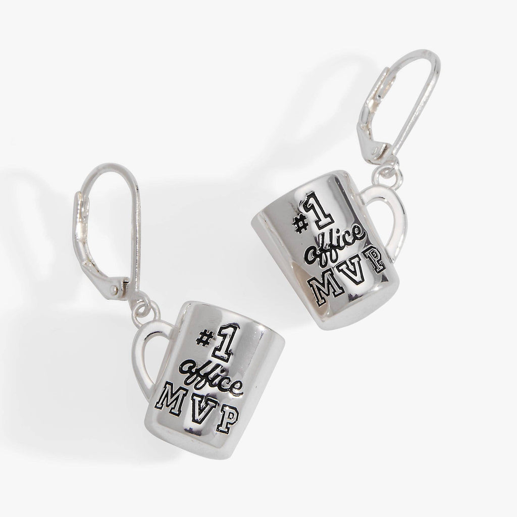 #1 'Office MVP' Mug Earrings: Silver