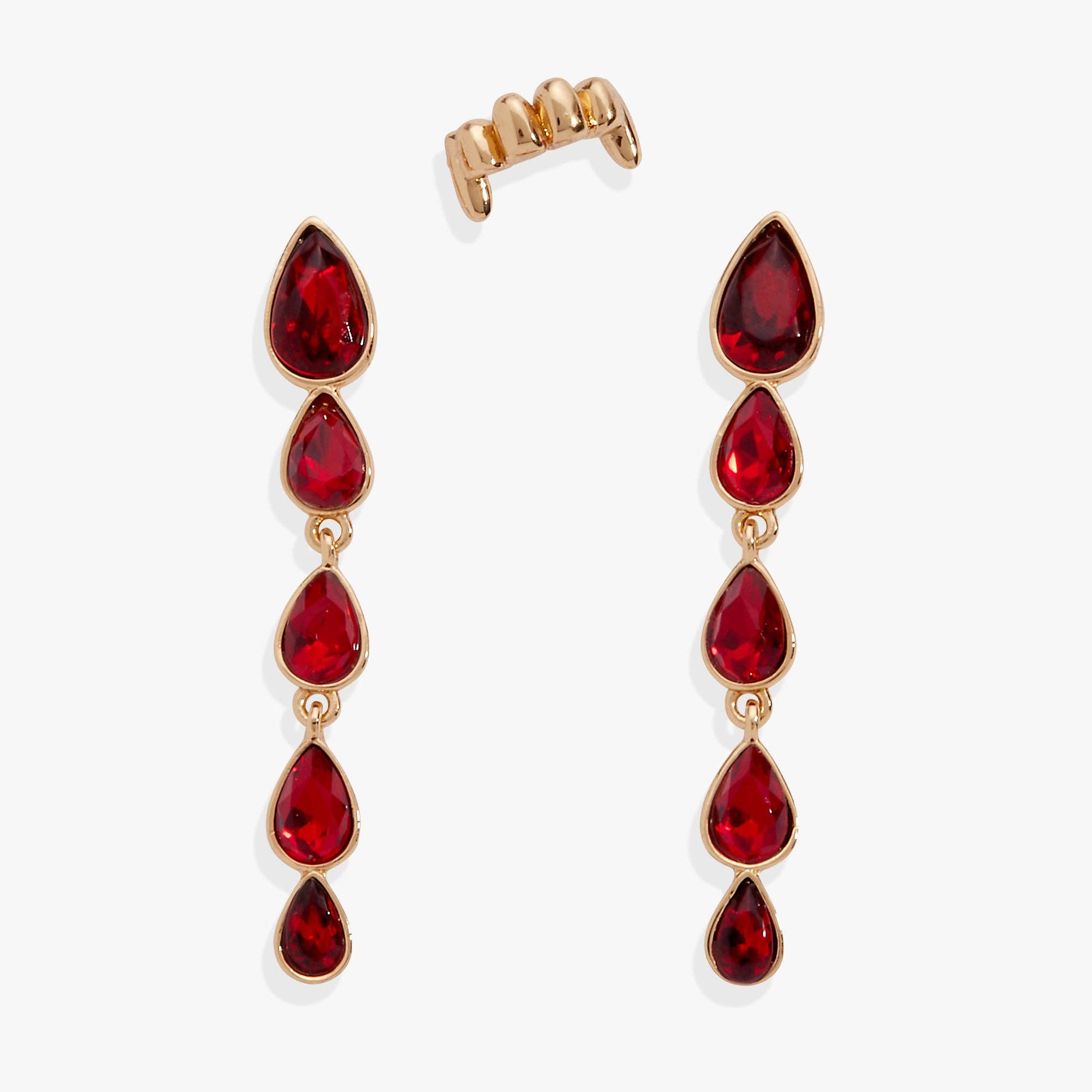 Vampire & Fangs Cuff Earring Set: Silver