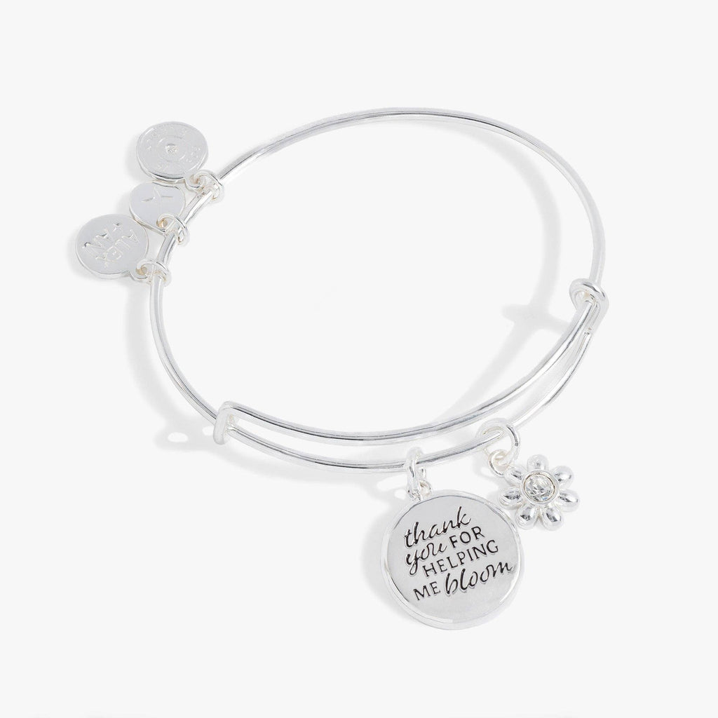 Thank You For Helping Me Bloom' Charm Bangle: Silver