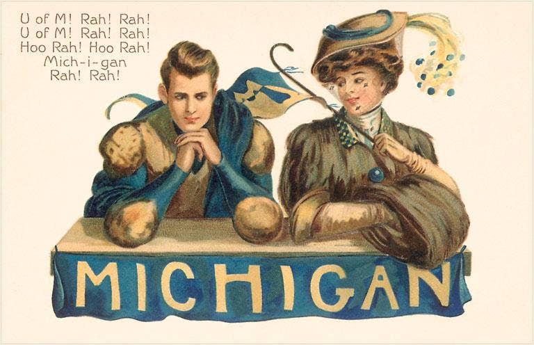 Postcard MI-529 University of Michigan Cheer