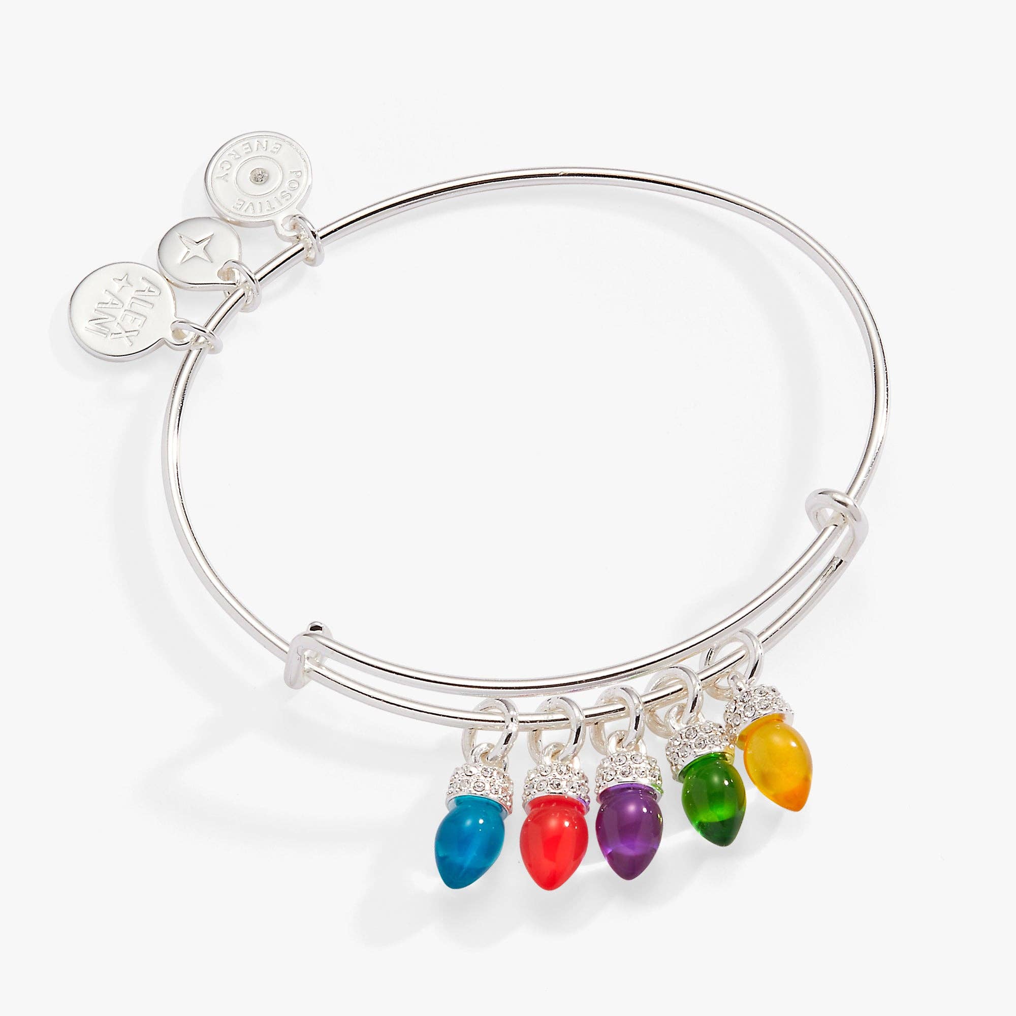 Christmas Light Bulb Charm Bangle: Gold