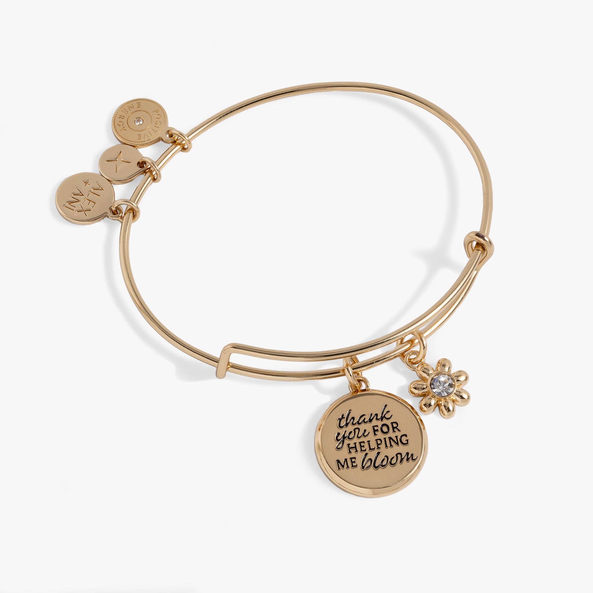 Thank You For Helping Me Bloom' Charm Bangle: Silver