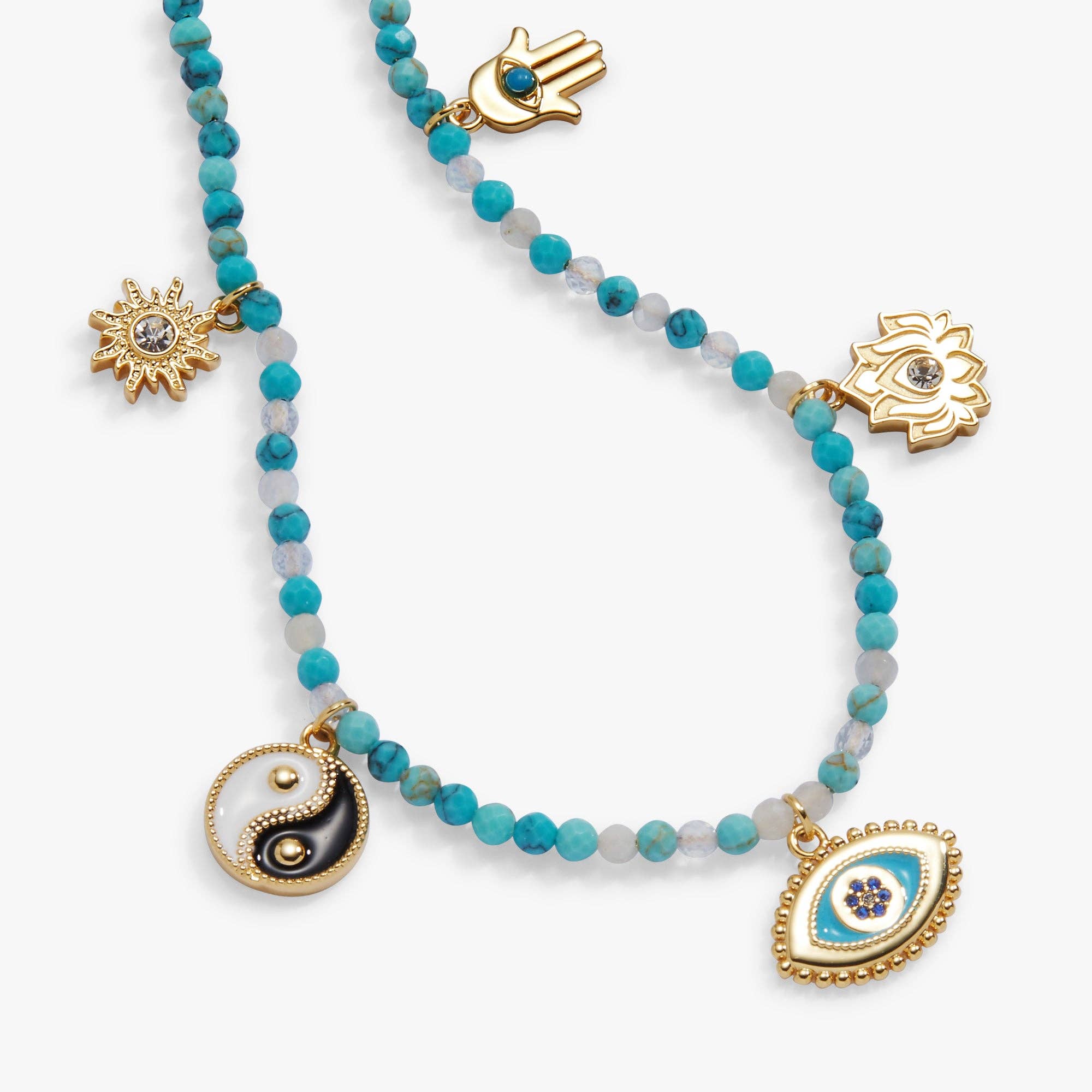 Healing Stone Charm Anklet: Gold
