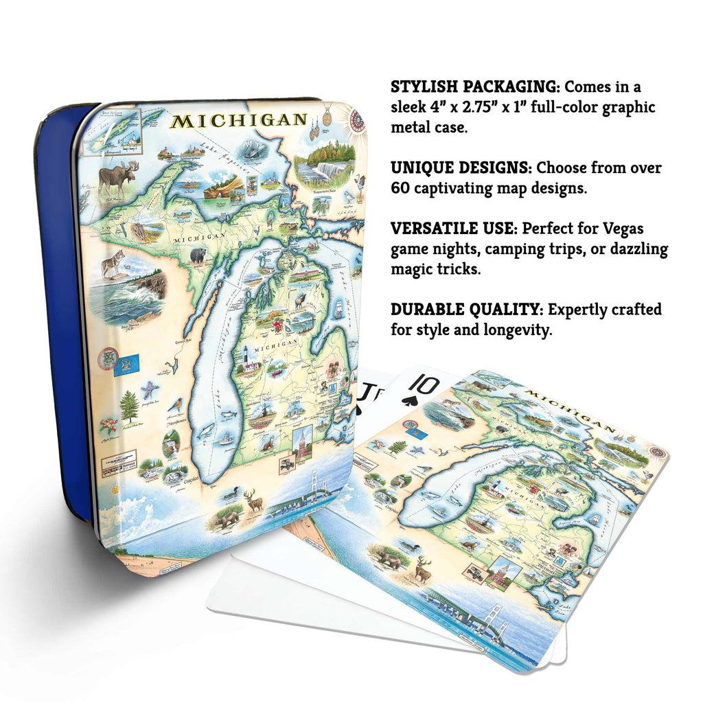 Michigan State Map Playing Cards