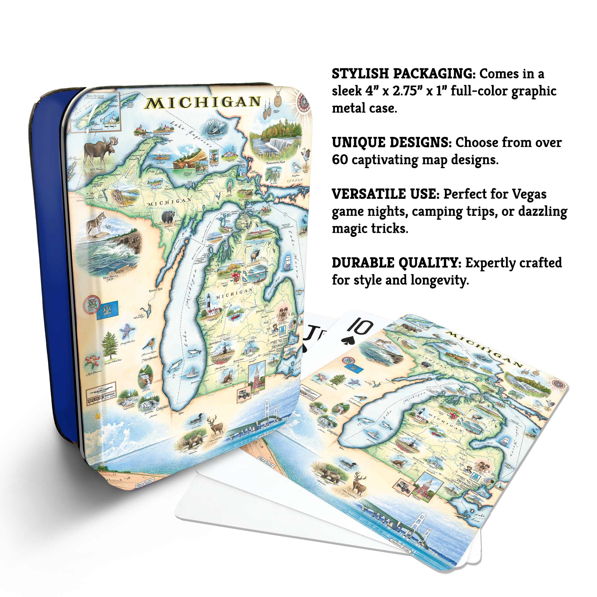 Michigan State Map Playing Cards