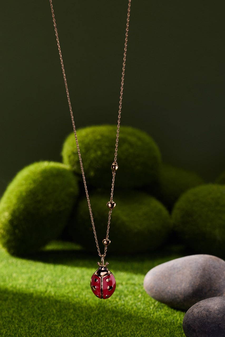 'Make Your Own Luck' Ladybug Locket Pendant: Gold