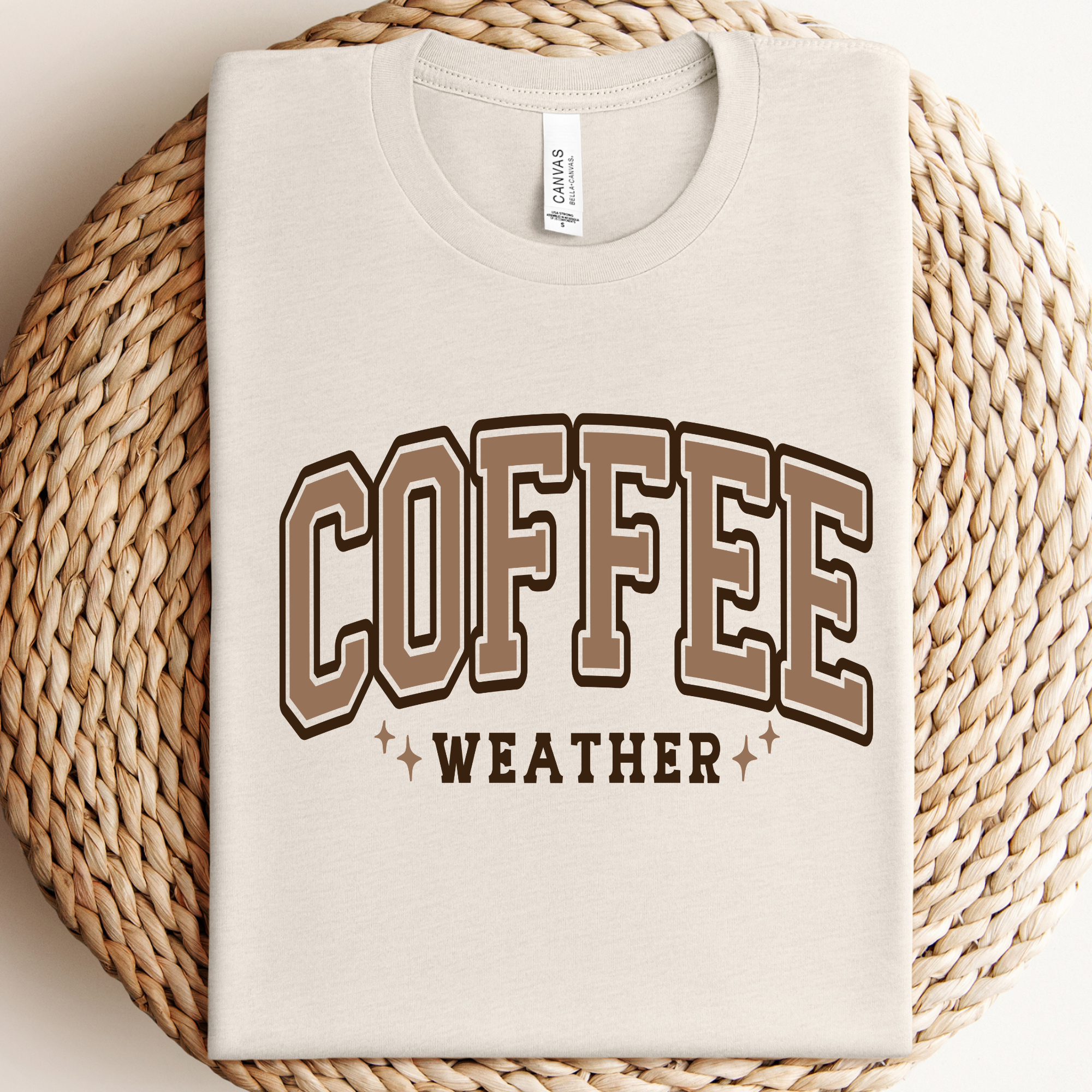 Coffee Weather Graphic Tee or Crewneck: Sand Crewneck / 2XL