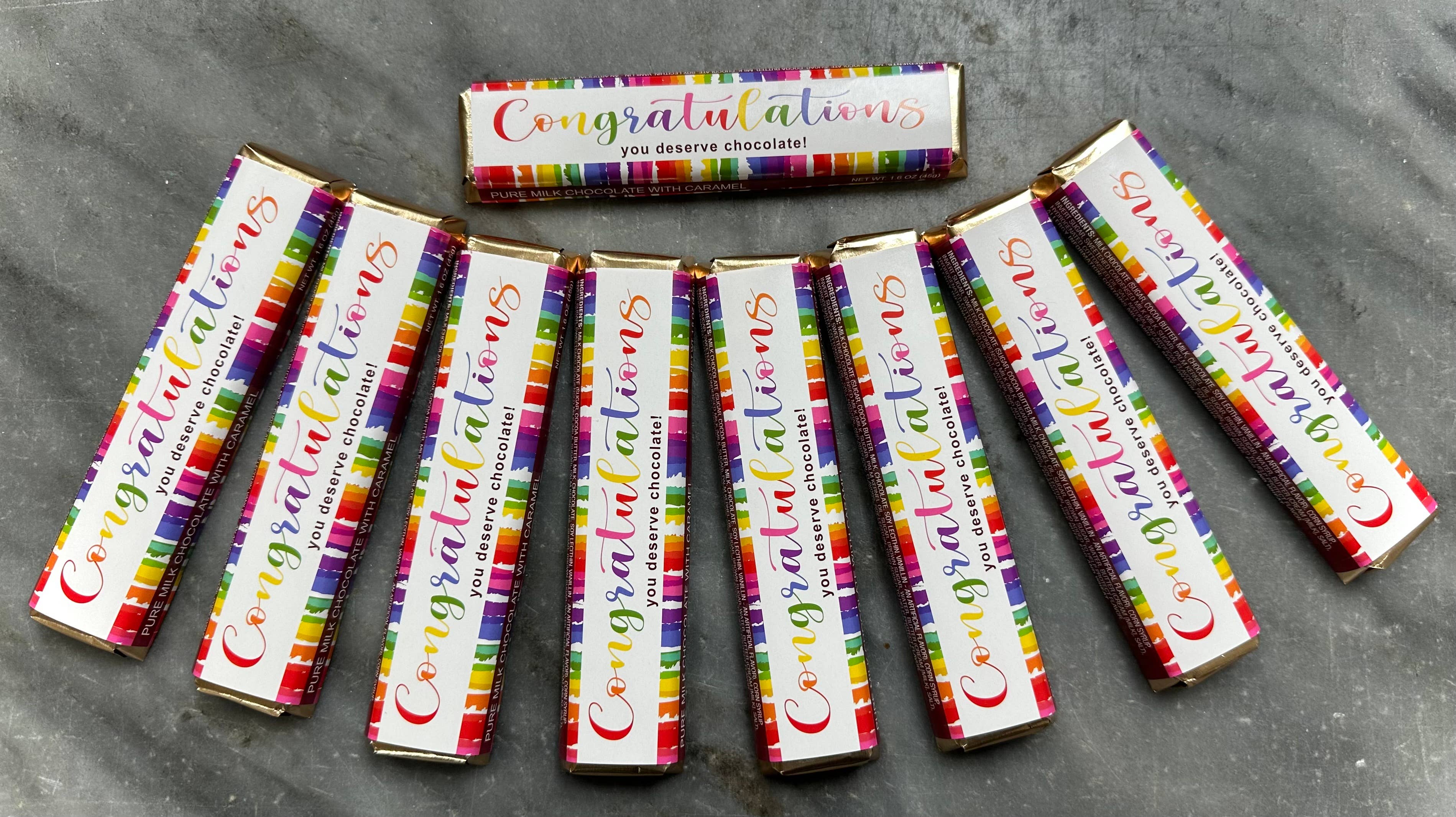 -Chocolate Bar “Congratulations 🎊” CARAMEL w/Gold Wrapper