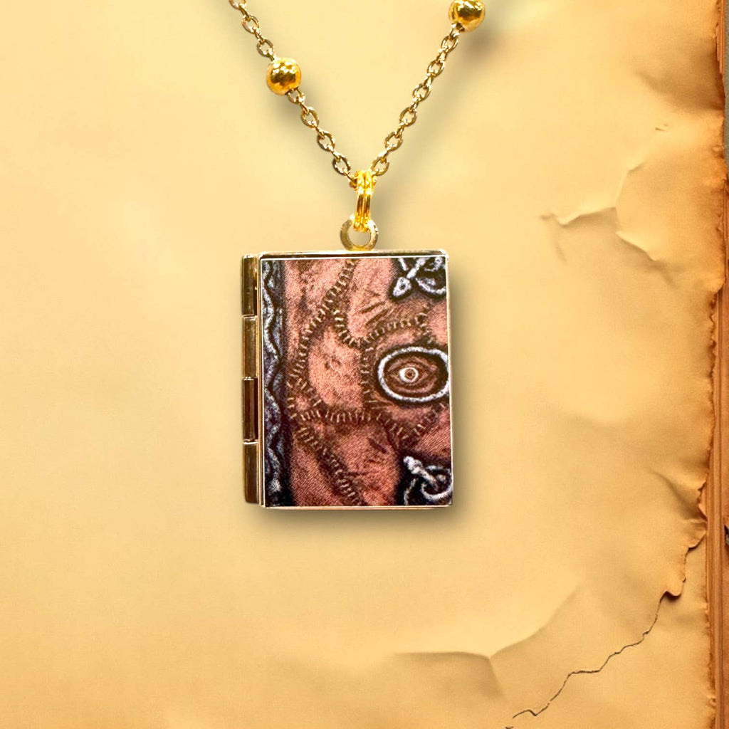 Hocus Pocus Book Locket Necklace Literary Gift: Gold Plated Stainless Steel